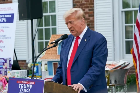 Donald Trump at a press conference held at his Bedminster, NJ property.